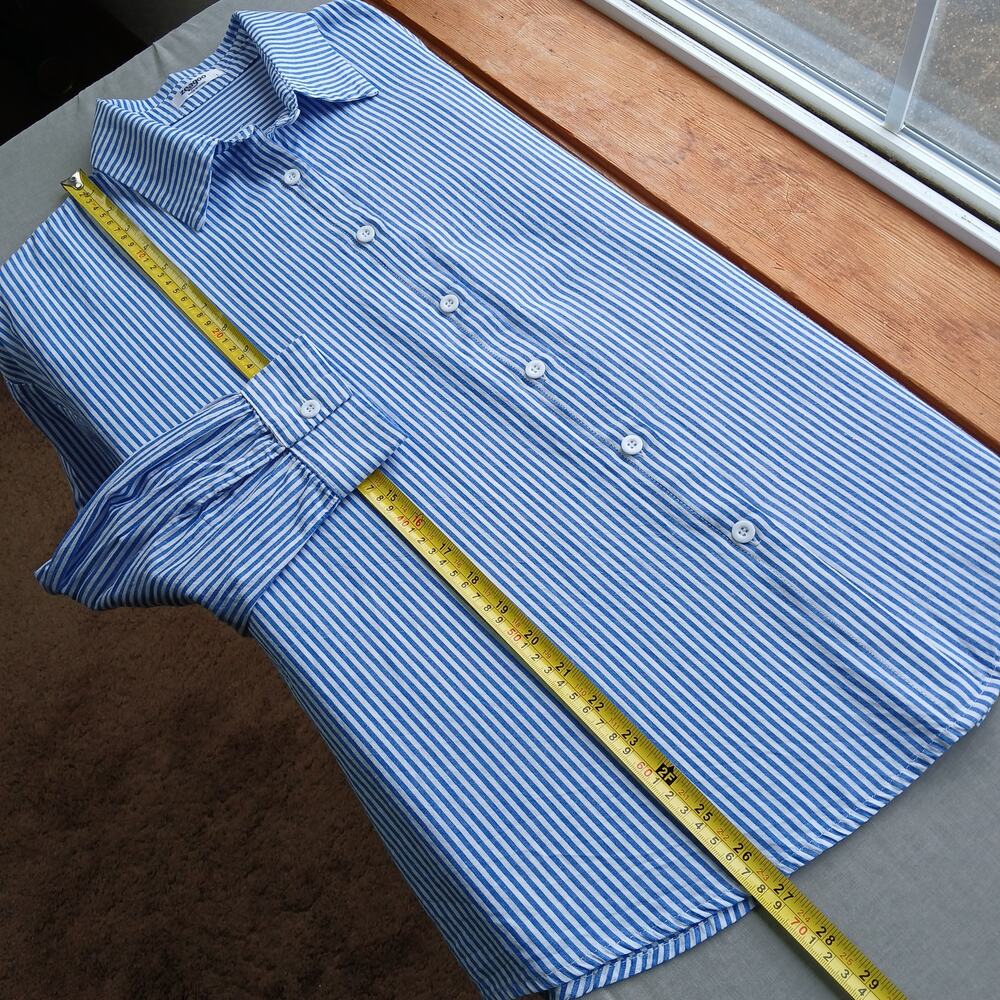 Zeagoo Blue Striped Button-up Shirt L unisex classic office long sleeve collar - Picture 10 of 11